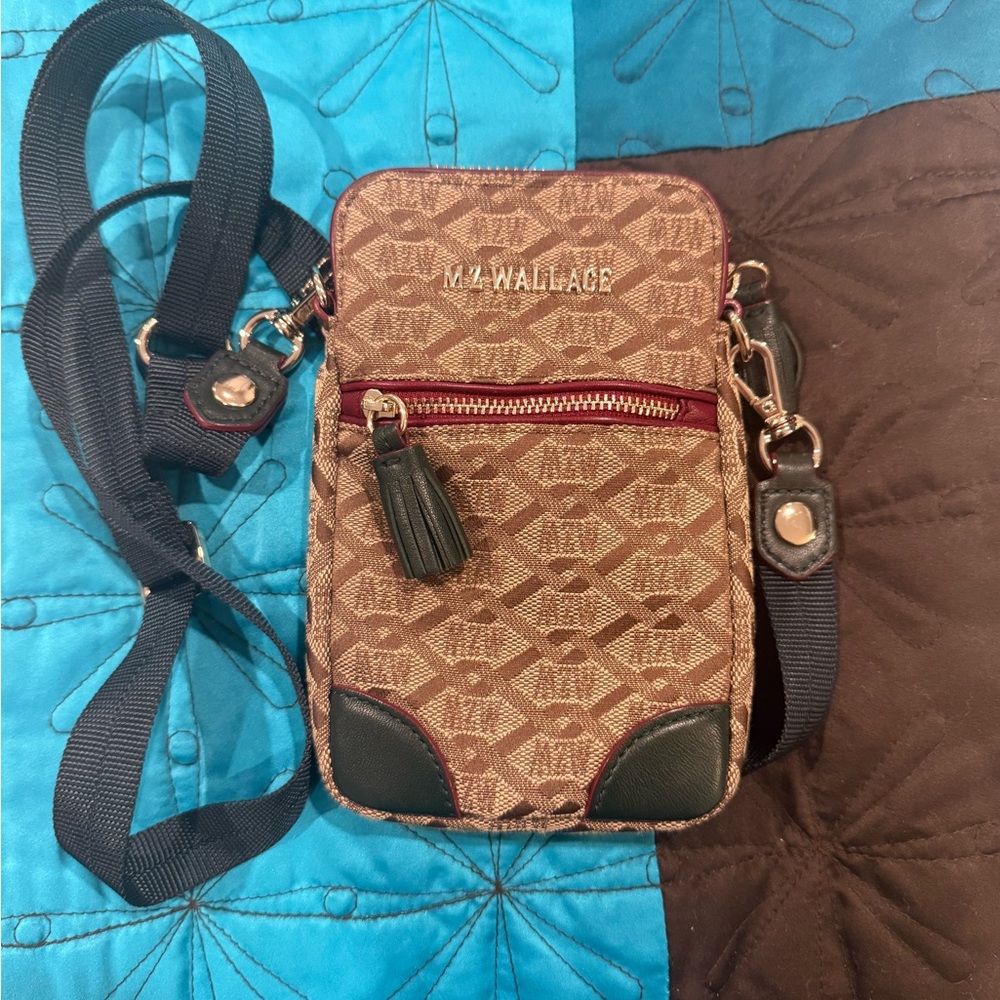 MZ Wallace Tan and Black Messenger Bag